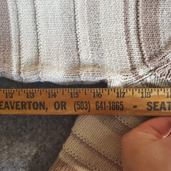 Women’s Small (6-8) Covington Knit Sweater Ivory Brown Stripe Turtle Neck Cotton - Picture 12 of 12